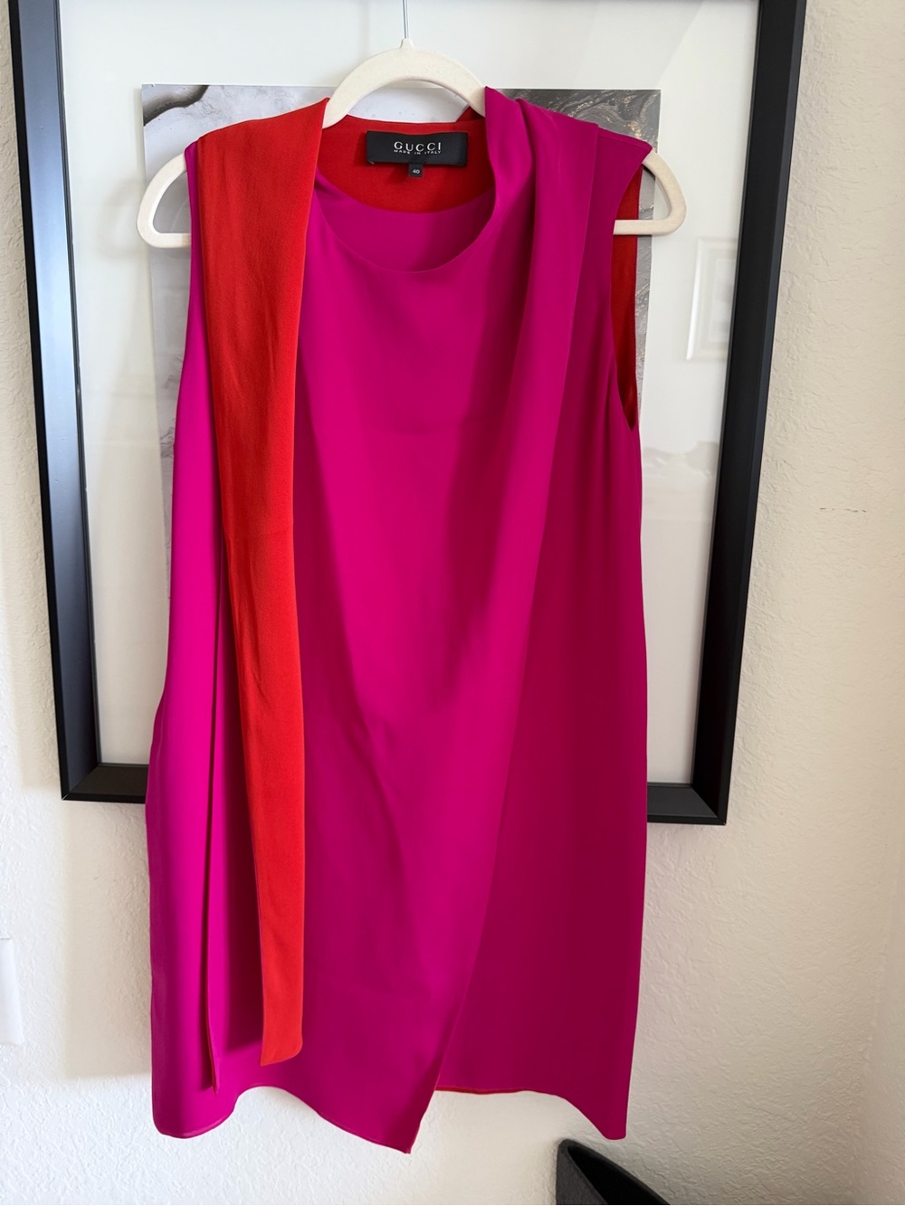 Gucci Fuchsia Mini Dress with Orange Drape Detail